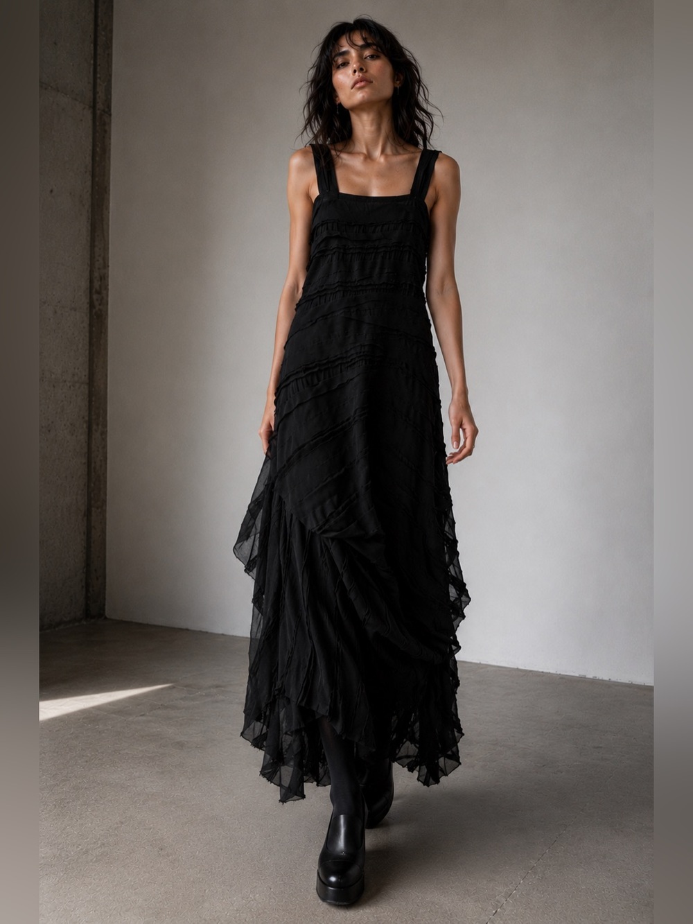 Etichetta Toscana Layered Textured Asymmetrical Dress